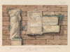 Beschadigd beeld en inscripties gemetseld in muur van kasteel in stad Gozo (1778)