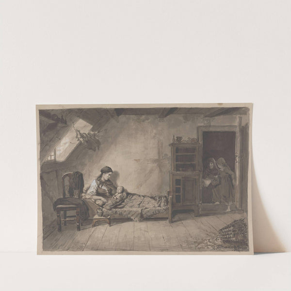 Besøk hos en fattig kone (1848) by Adolph Tidemand