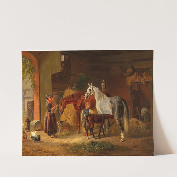 Besuch beim Fohlen im Stall (1854) by Emil Volkers