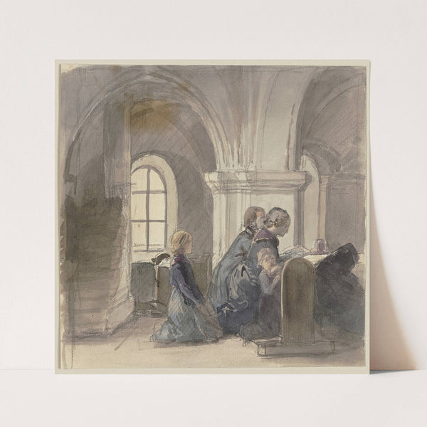 Betende Bauern in einer Kirche by Jakob Becker