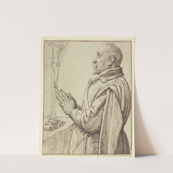 Betender Kavalier vor einem Kruzifix by Jacob de Gheyn II