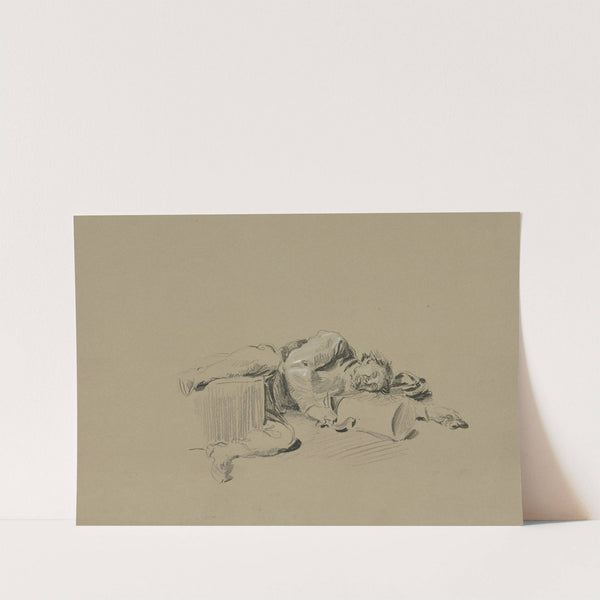 Betrunkener, umgekippt am Boden liegend (ca 1870) by Wilhelm Busch