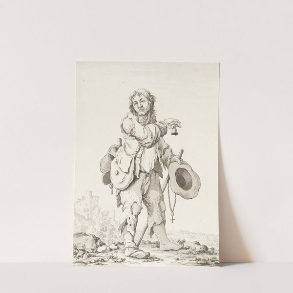 Bettler; Alter Bettler mit Bettelglocke und Rosenkranz (1778) by Marquard Wocher