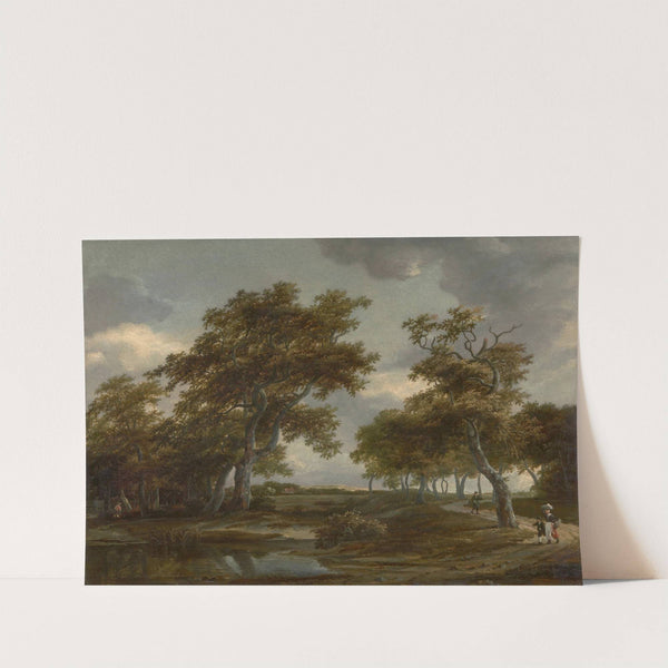 Bewaldete Flusslandschaft mit Figuren auf einem Weg (1659) by Meindert Hobbema