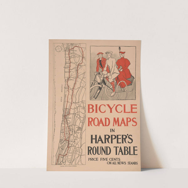 Bicycle road maps in Harper's Round Table by Edward Penfield