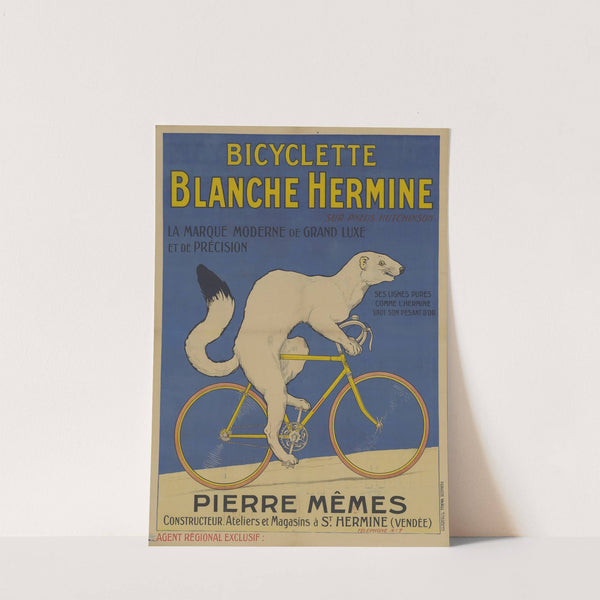 Bicyclette Blanche Hermine, sur pneu Hutchinson (1926) by Publicité Wall