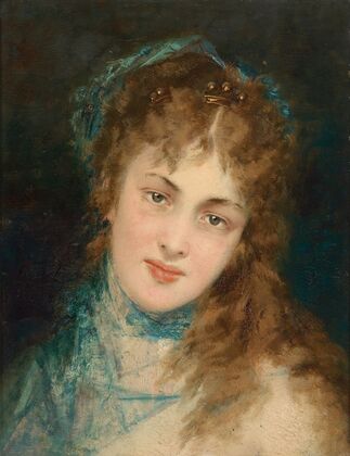 Bildnis einer Dame mit blauem Tuch