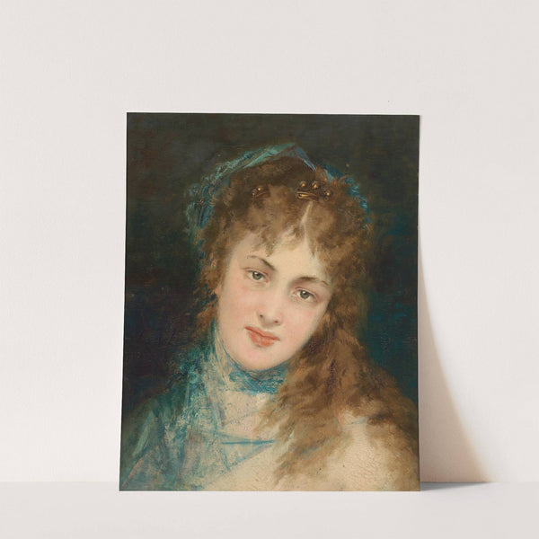 Bildnis einer Dame mit blauem Tuch (1878) by Conrad Kiesel