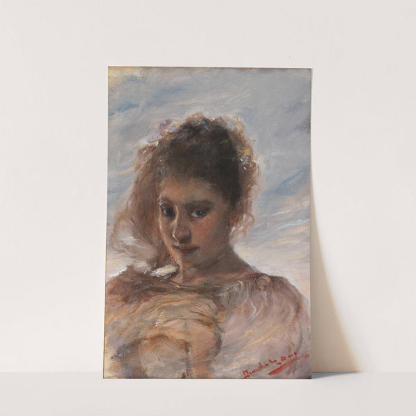 Bildnis einer jungen Frau vor Wolkenhintergrund by Ottó Baditz