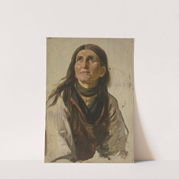 Bildnis einer lächelnden Bäuerin mit offenem Haar by Jakob Becker