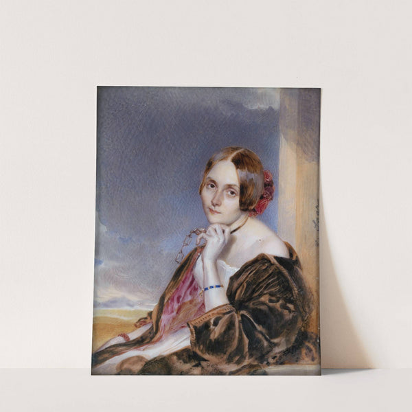 Bildnis einer sitzenden Dame ein Loignon haltend by Carl von Saar