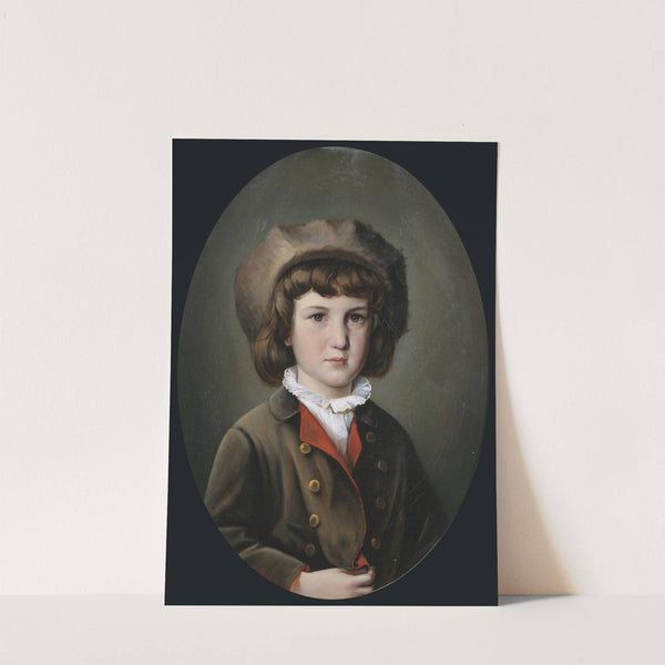 Bildnis eines Jungen in grüner Jacke mit Pelzmütze (1874) by Anton Ebert