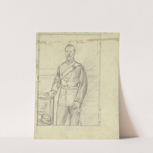 Bildnis eines Mannes in Uniform, Dreiviertelfigur by Otto Scholderer