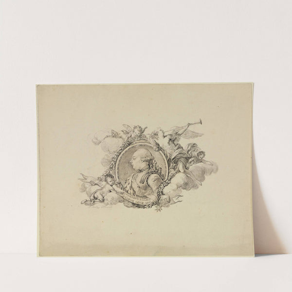 Bildnis Markgraf Carl Friedrichs, in Wolken von Fama und Putten umgeben by Josef Melling