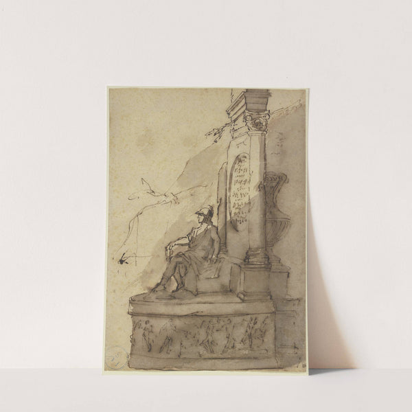 Bildwerk eines auf dem Sockel eines Monuments sitzenden Kriegers by Jacob van Schuppen