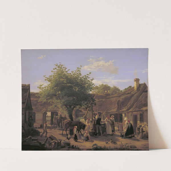 Billede af livet i en sjællandsk bondegård ved middagstid by Peter Julius Larsen