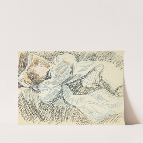 Billedhuggeren Kai Nielsen hviler sig under arbejdet på Mads Rasmussens statue (1913) by Peter Hansen