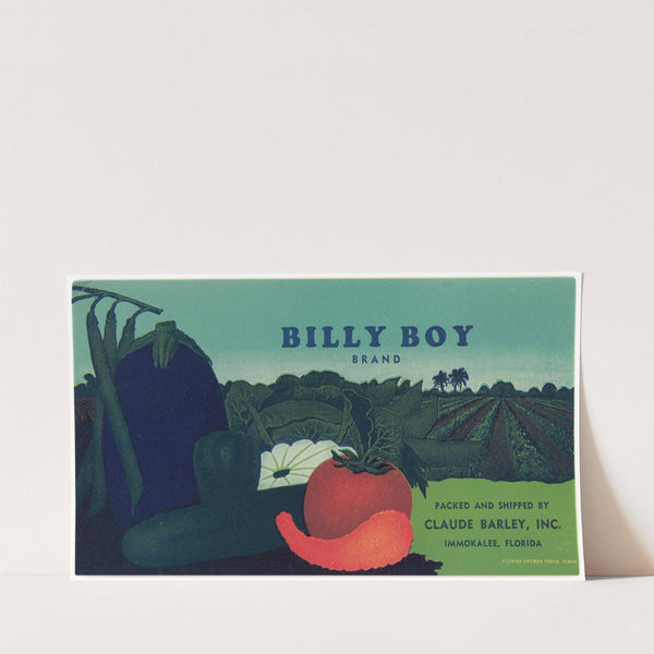 Billy Boy Brand Vegetable Label (1930-1950)