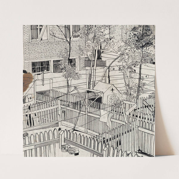 Binnenplaats met houten hekken en tuintjes (1874) by Carel Adolph Lion Cachet