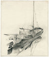 Binnenvaartschip aan oever