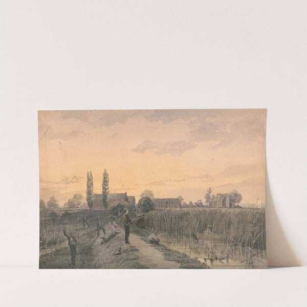 Bird hunting party, on a levee with marsh grasses along the shore (1858) by James Fuller Queen