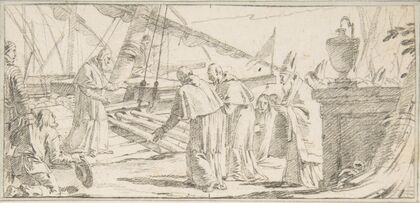 Bishops and Monks Being Received at a Ship by a Venerable Dignitary (1696–1770)