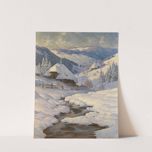 Black Forest Farmhouses in a Winter Landscape by Karl Hauptmann