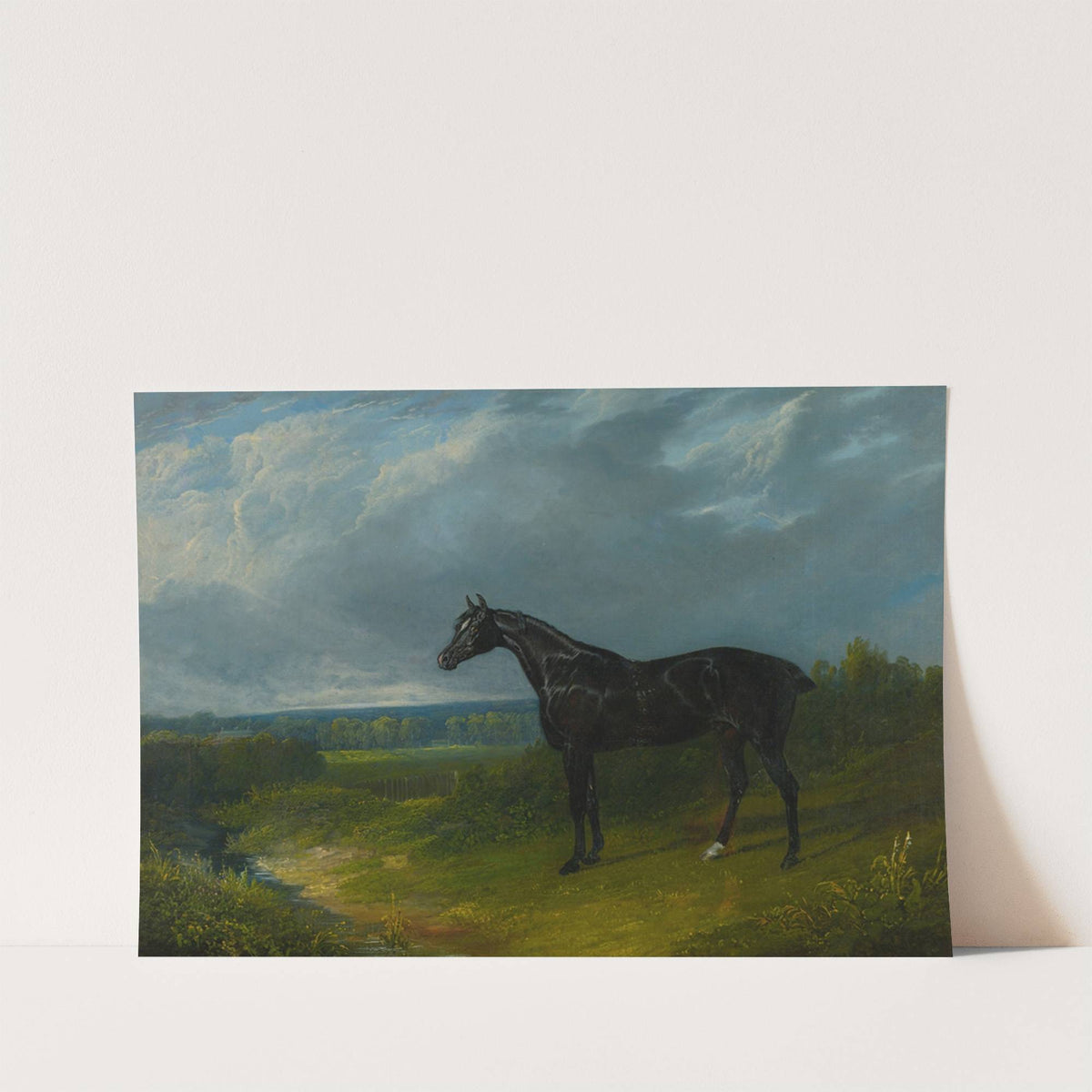 Black Hunter In A Landscape by John Frederick Herring Snr.