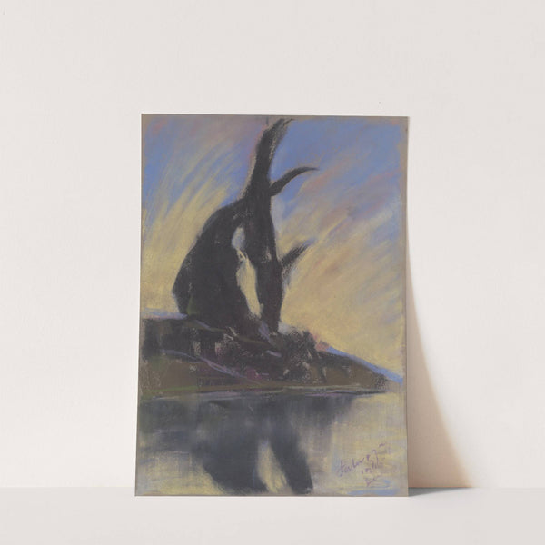 Black Poplar Trees Silhouettes near the River by Zolo Palugyay