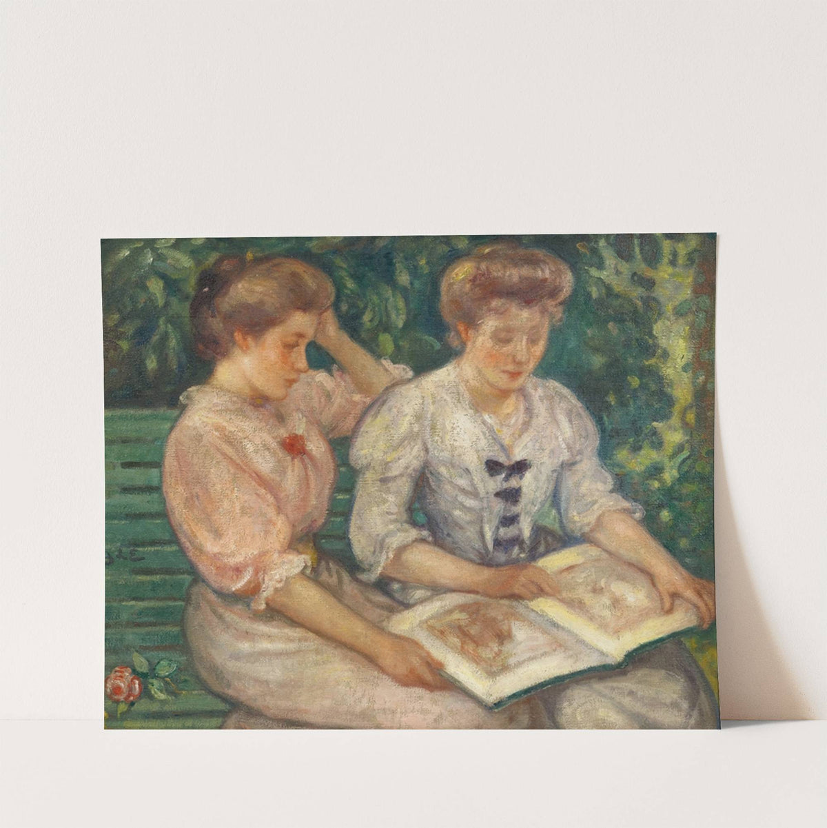 Blanche Viau et Alice Viau (Deux jeunes filles lisant sur un banc) (1903) by Georges d'''Espagnat