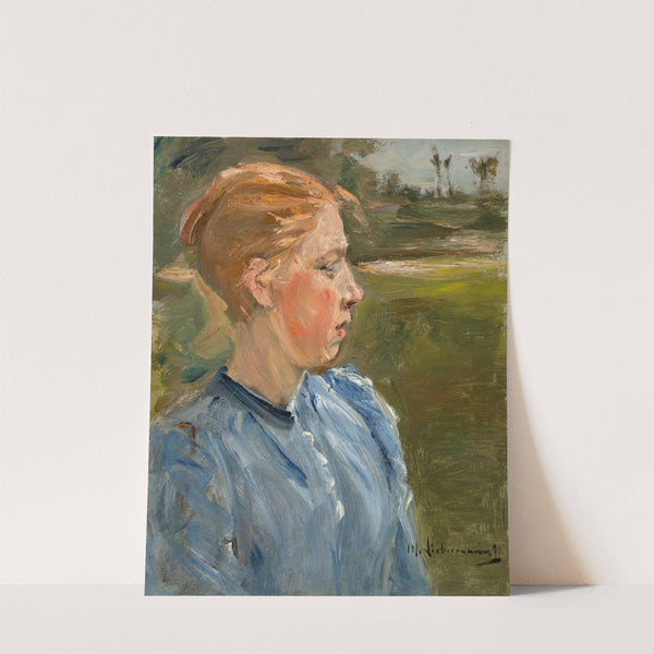 Blaues Mädchen in Landschaft – Bauernmädchen (1890) by Max Liebermann