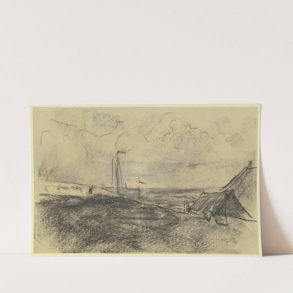 Blick auf den Strand mit Booten by Max Liebermann