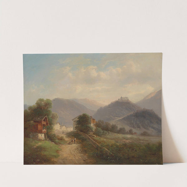 Blick auf die Festung Hohenwerfen im Pongau by Gustav Barbarini