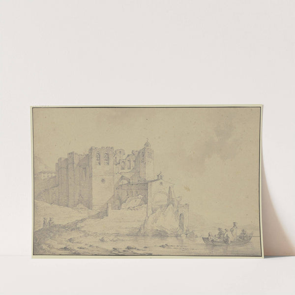 Blick auf ein altes Schloss an der Rhône by Philip James de Loutherbourg