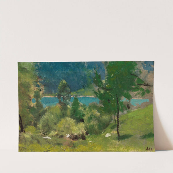 Blick auf einen Gebirgssee (1900) by Adolf Hirémy-Hirschl