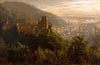 Blick auf Heidelberg mit dem Schloss im Abendlicht