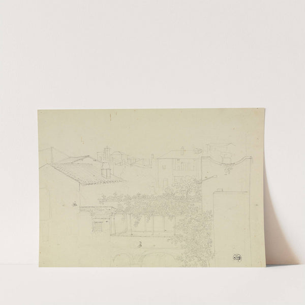 Blick auf Hinterhäuser und eine Pergola in einer italienischen Stadt by Friedrich Mosbrugger