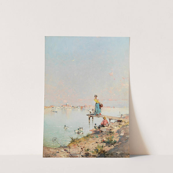 Blick auf Venedig am Ufer der Lagune by Franz Richard Unterberger