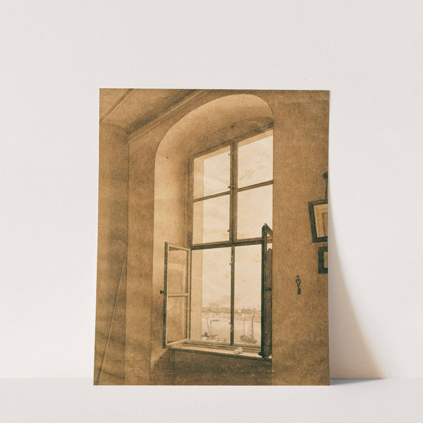 Blick aus dem Atelier des Künstlers in Dresden auf die Elbe (linkes Fenster) by Caspar David Friedrich