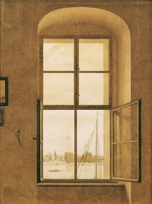 Blick aus dem Atelier des Künstlers (rechtes Fenster)