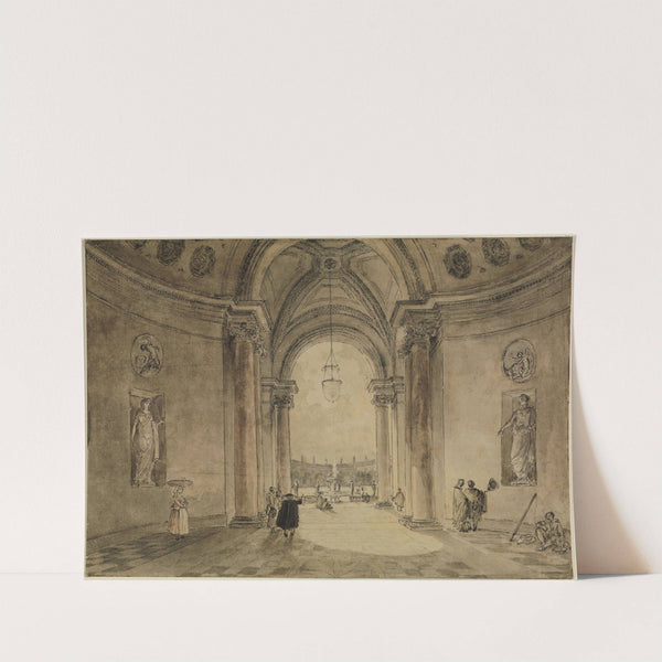 Blick durch das Atrium des Casinos in das Gartenparterre der Villa Albani (ca 1763-1764) by Hubert Robert