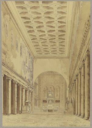 Blick durch das Mittelsschiff zum Altar von S. Lorenzo fuori le mura in Rom