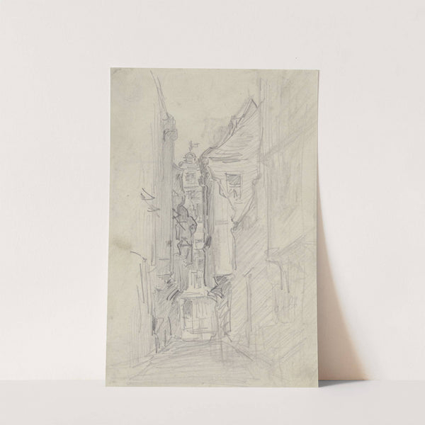 Blick durch die Goldhutgasse auf den Römerberg by Anton Burger