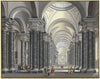 Blick in das Innere einer Barockkirche mit schwarzen Marmorsäulen und Staffagefiguren in der Tracht des 17. Jahrhunderts, 1790
