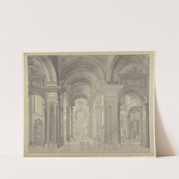 Blick in das Innere einer Barockkirche mit Staffagefiguren in der Tracht des 17. Jahrhunderts by Johann Ludwig Ernst Morgenstern