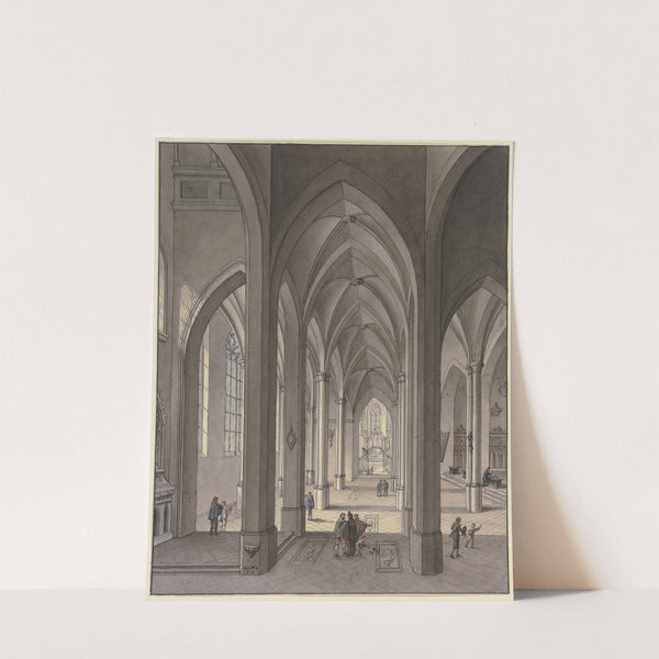 Blick in den Chor einer dreischiffigen gotischen Hallenkirche mit Staffagefiguren in der Tracht des 17. Jahrhunderts, 1819 by Johann Ludwig Ernst Morgenstern