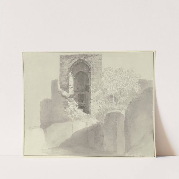 Blick in die hohe Fensteröffnung eines Turmes (Ruine Hohenstein bei Bad Schwalbach) by Christian Georg Schütz the Younger