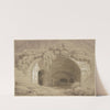 Blick in ein antikes Gewölbe an einem Berghang, von Buschwerk umrahmt, in der Grotte zwei Figuren by Wilhelm Friedrich Gmelin