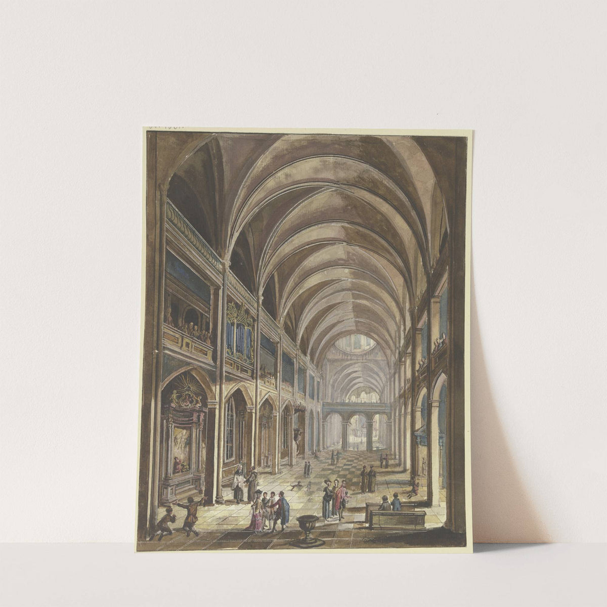 Blick In Ein Kircheninneres Mit Barockausstattung, Viele Figuren Als Staffage by Christian Stöcklin