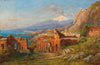 Blick vom antiken Theater in Taormina auf den Ätna